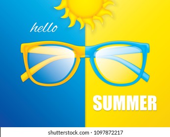 Vector illustration of sunglasses, minimal summer concept background