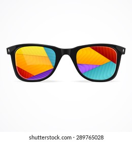 Vector Illustration sunglasses rainbow abstract background isolated on a white 