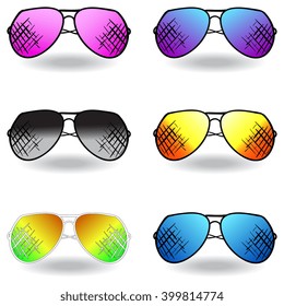 Vector illustration of sunglasses. Set of sunglasses. Icon for your design