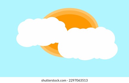 Vector illustration. Illustration of sunlight covered by clouds. Sunny weather in an area. Flat design.