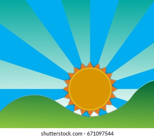 Vector illustration sunlight .paper cut style