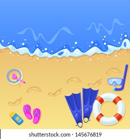 Vector illustration of a sunny beach scene.