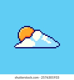 Vector Illustration of Sunny Cloud Icon with Pixel Art Design, perfect for game assets themed designs
