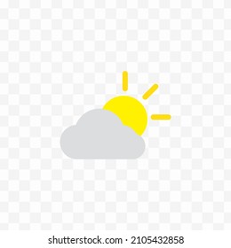 Vector illustration of sunny weather in gray and yellow colors and transparent background(png).