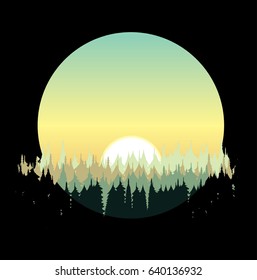  vector illustration of sunrise over forest
abstract, black background