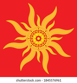 Vector Illustration of Sunrise and reflection on water. Chhath is an ancient Hindu Vedic festival. Chhath puja abstract.
