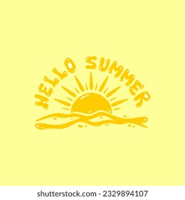 Vector illustration of a sunrise in summer. It is suitable for digital printing purposes such as t-shirts, mugs and other accessory products.