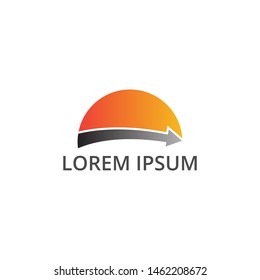 vector illustration sunset and arrow icon logo modern design