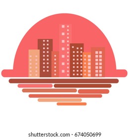 Vector illustration sunset in the city