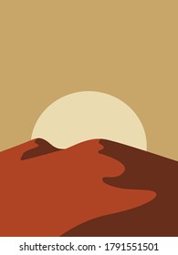 vector illustration of a sunset in the desert