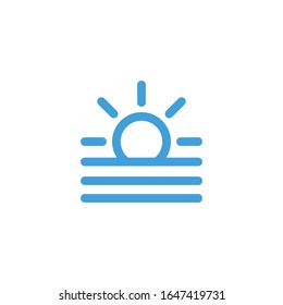 Ilustración vectorial, icono de puesta de sol. Plantilla de diseño de línea