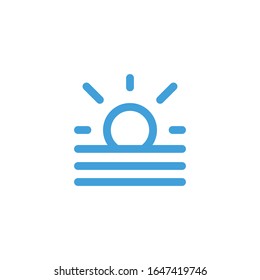 Vector illustration, sunset icon. Line design template