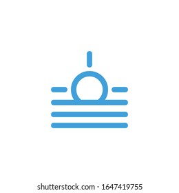 Vector illustration, sunset icon. Line design template