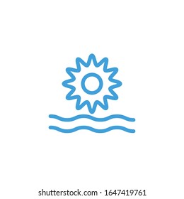 Ilustración vectorial, icono de puesta de sol. Plantilla de diseño de línea