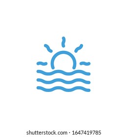 Vector illustration, sunset icon. Line design template