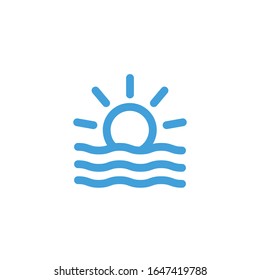 Ilustración vectorial, icono de puesta de sol. Plantilla de diseño de línea