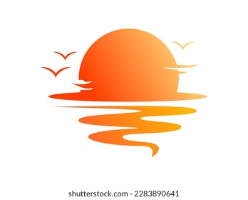 vector illustration of sunset logo icon on white background