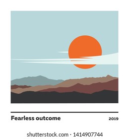 Vector illustration - sunset in the mountains