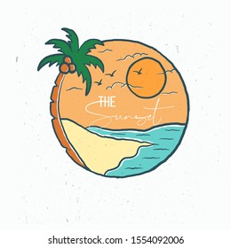 vector illustration. sunset on the beach