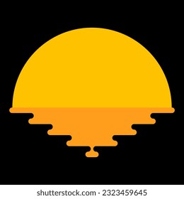 vector illustration of a sunset and its shadow