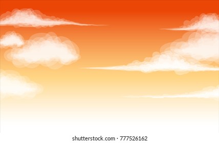 Vector illustration of sunset sky with clouds landscape backgound