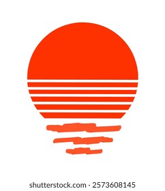 vector illustration of sunset or sunrise on a white background