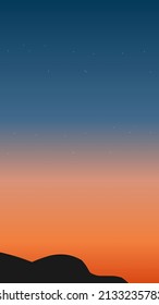ilustración vectorial de la puesta de sol desde la cima de la colina