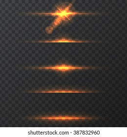 Vector illustration of sunshine, light effect on a transparent background. Design element.