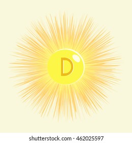 Vector illustration of sunshine vitamin d on a yellow background
