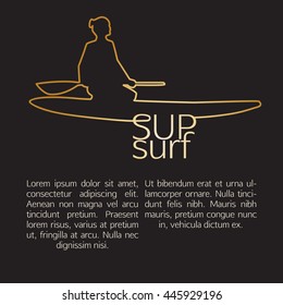 Vector illustration of sup surf with sitting woman