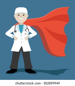 Vector illustration. Super doctor.
