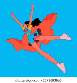 Vector illustration of super girl. Women's day on March 8