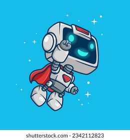 Vector illustration of super hero cute robot cartoon