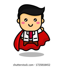 Vector Illustration of super hero doctor wearing cape flying