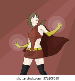 vector illustration super hero on burgundy background