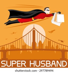 Vector illustration. Super husband.