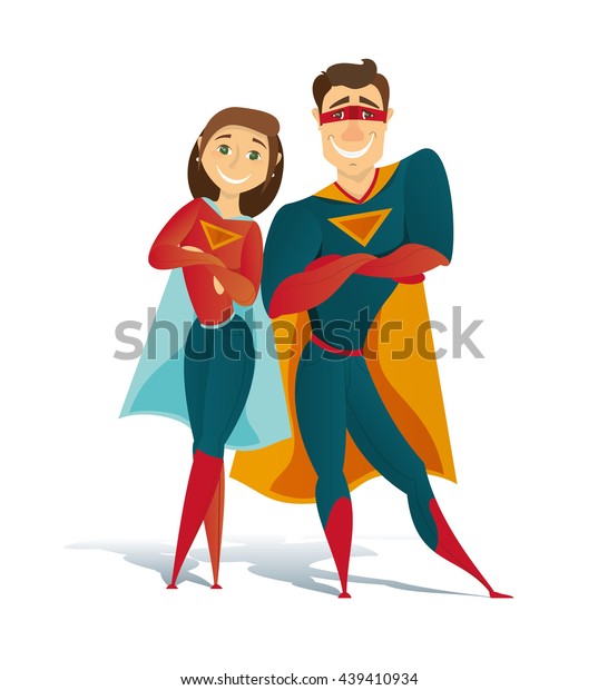 Vector Illustration Super Man Super Woman Stock Vector (Royalty Free ...