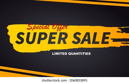Vector illustration super sale banner template design, Big sales special offer limited quantities. End of season on grey background