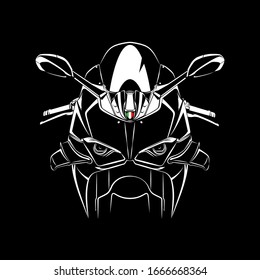 Vector illustration of Super Sport Motorcycle silhouette isolated on Black background. Can be used for printed on motorcycle club t-shirt, background, banner, posters, icon, web, etc.