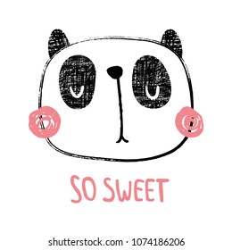 vector illustration of super sweet panda with grunge effect