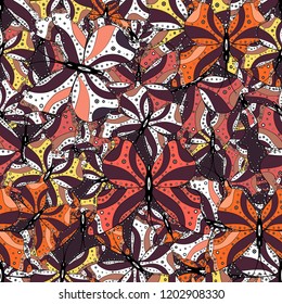 Vector illustration. Superb background for design of fabric, paper, wrappers and wallpaper. Exotic animals. Brown, white and black butterflies. Seamless.