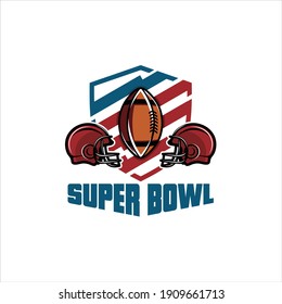 Vector illustration of Superbowl and American football badge in manual drawing style, American football logo design. Rugby emblem championship template, club, tournament.