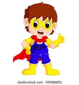 vector illustration of superhero boy cartoon