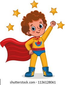 Vector Illustration Superhero Boy Standing Superhero Stock Vector 