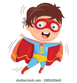 Vector Illustration Of Superhero Kid