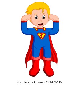 vector illustration of Superhero kid cartoon