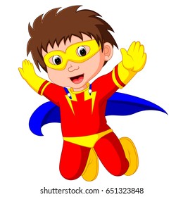 vector illustration of Superhero kid cartoon