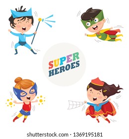 Vector Illustration Of Superheroes