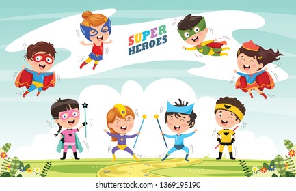 Vector Illustration Of Superheroes