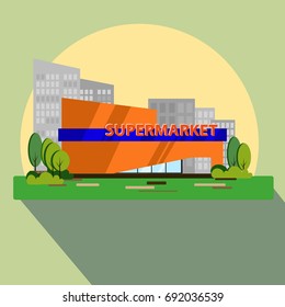vector illustration of a Supermarket shop Store, modern building design